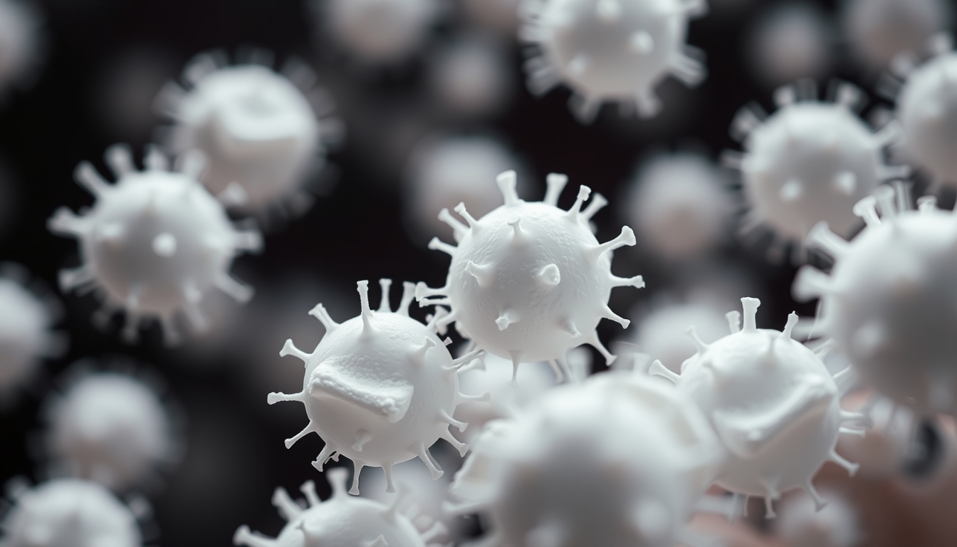 white blood cells macro in editorial style