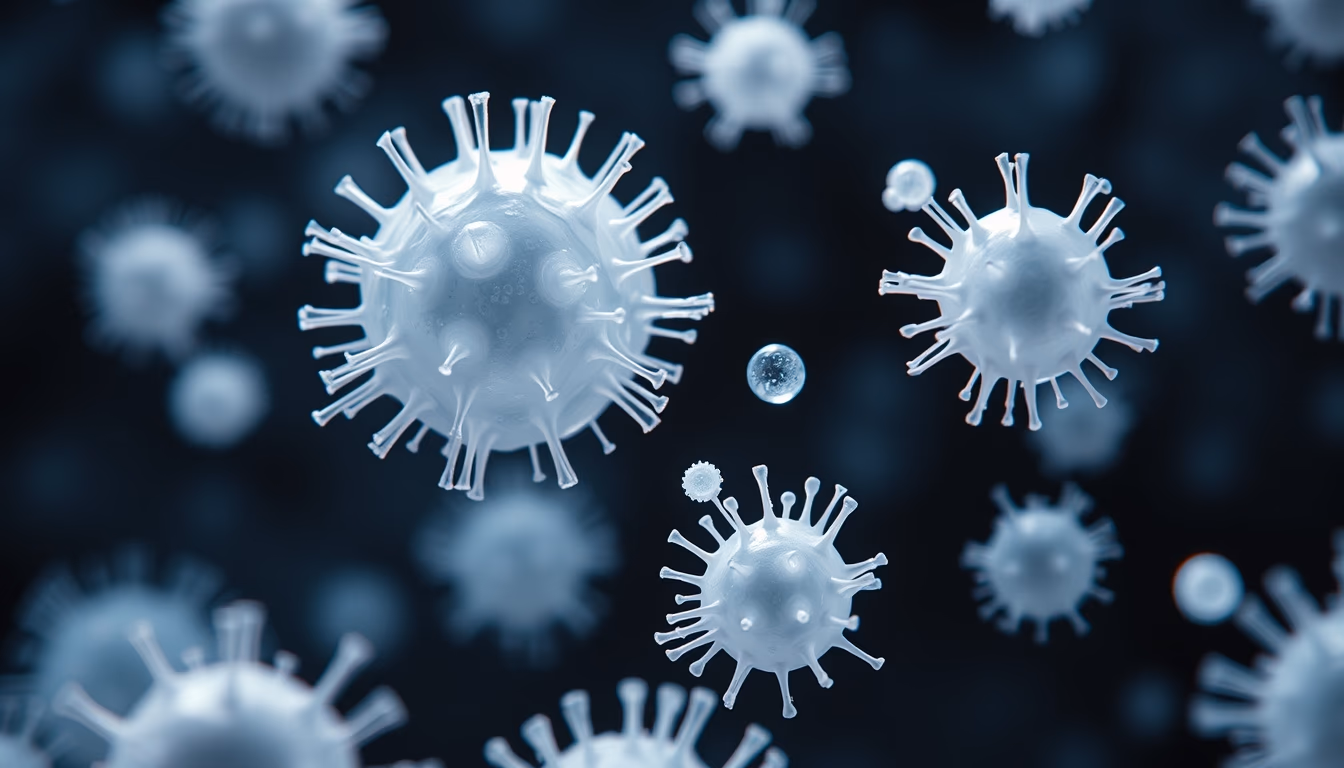 white blood cells macro in editorial style