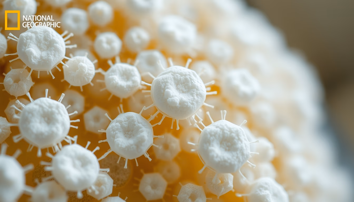 white blood cells macro in editorial style