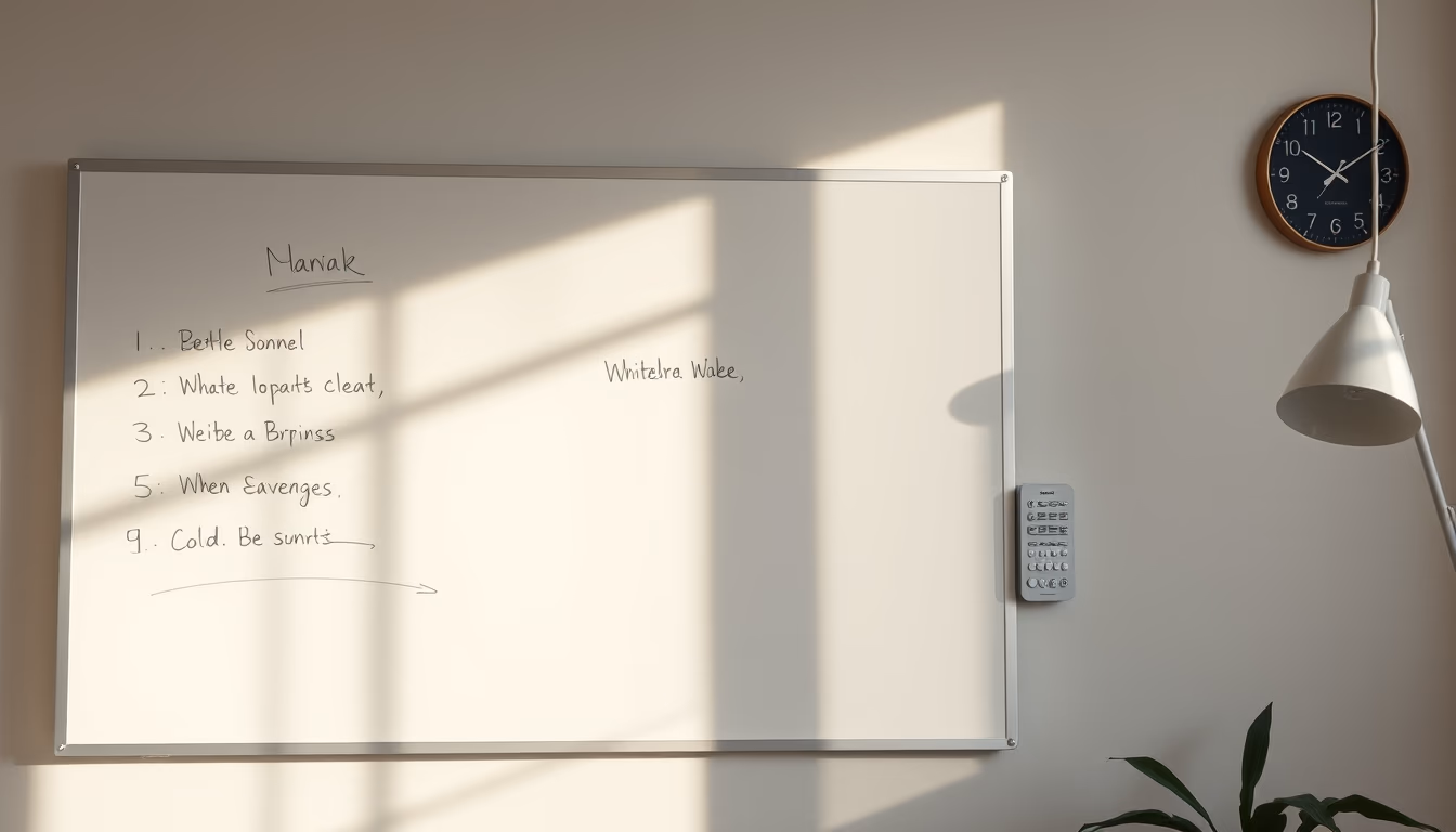 whiteboard at home in editorial style