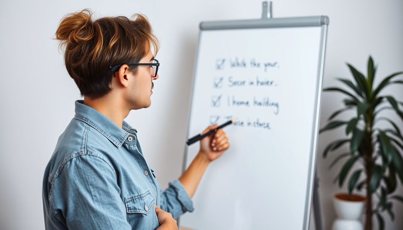 whiteboard at home in editorial style