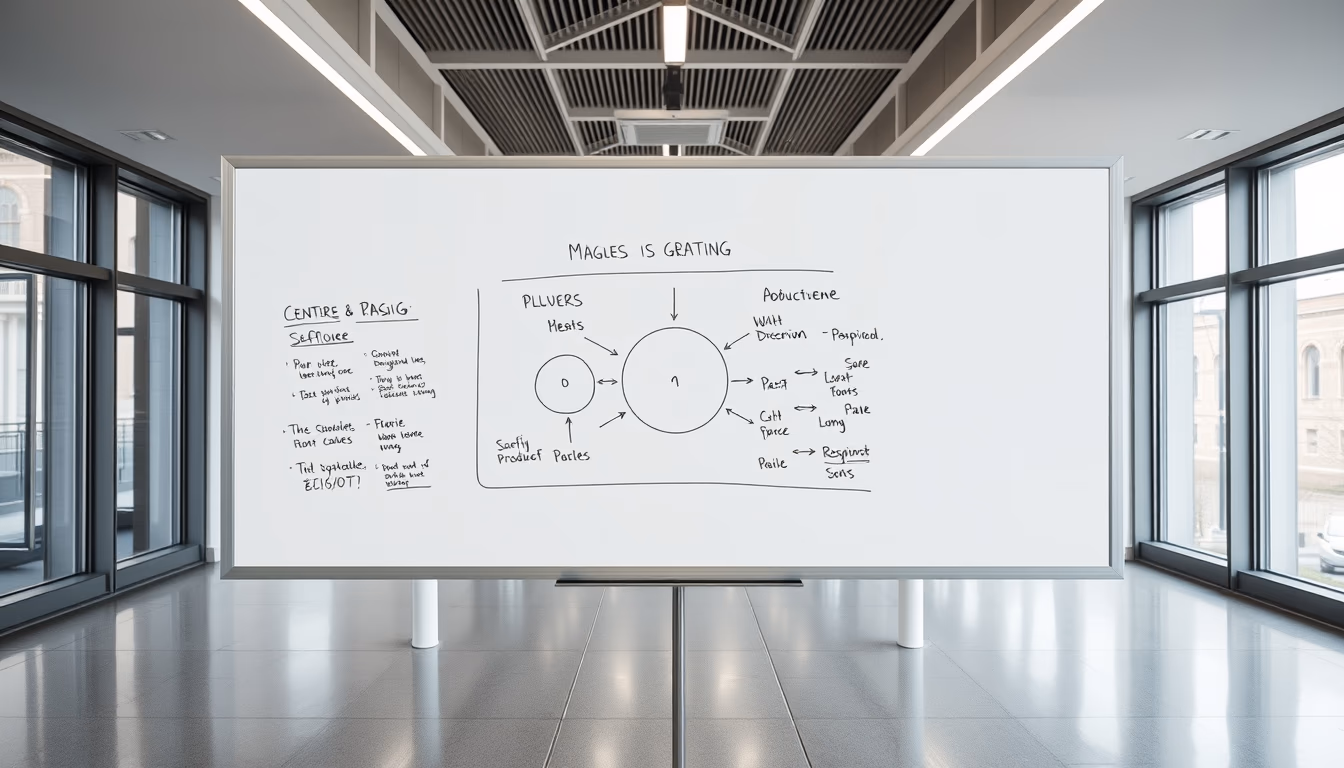 whiteboard with diagram in editorial style
