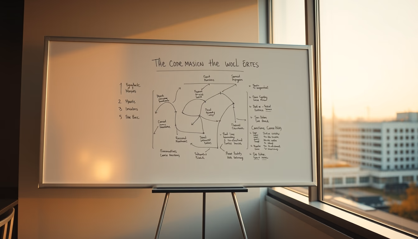 whiteboard with diagram in editorial style