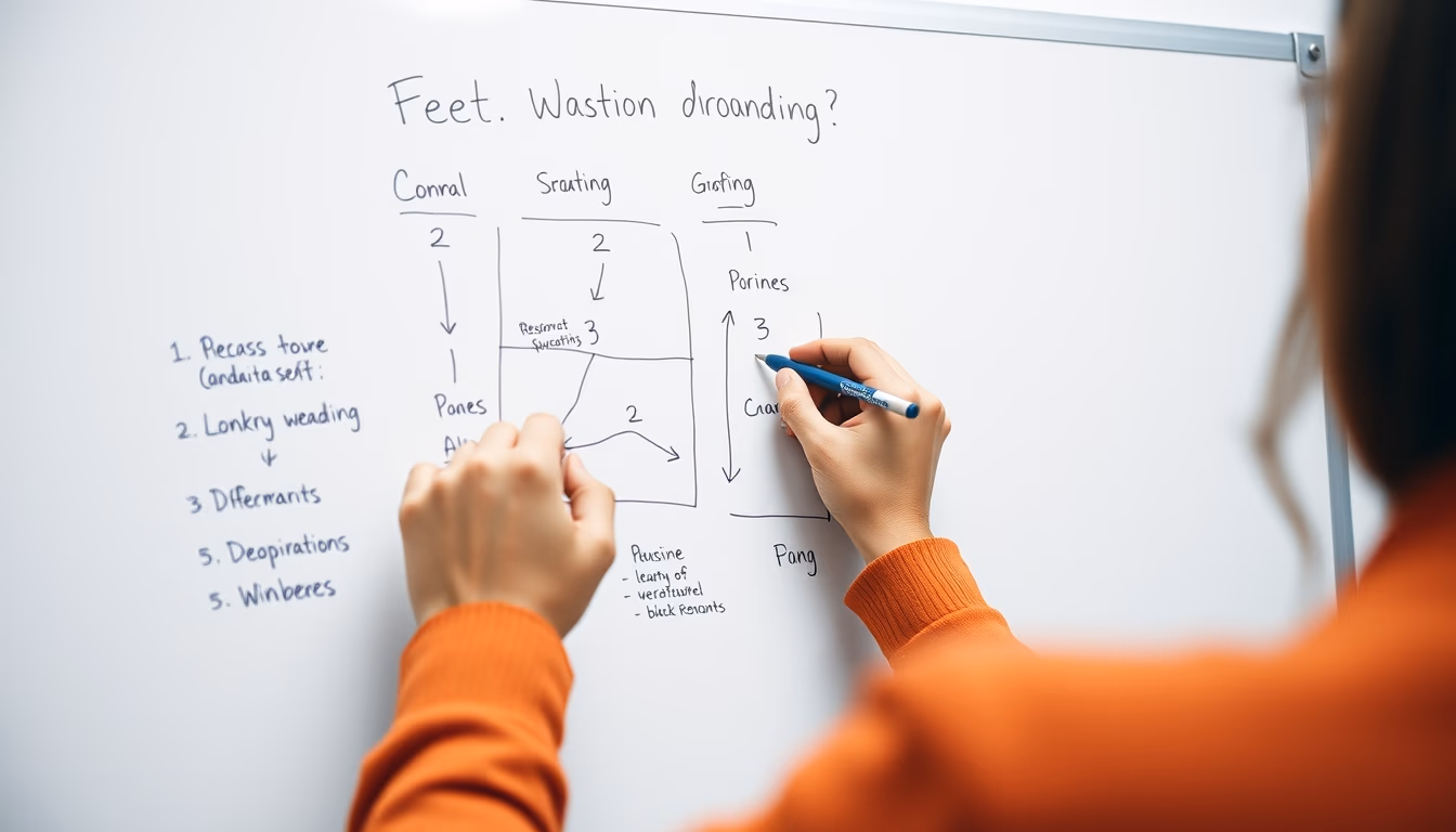 whiteboard with diagram in editorial style