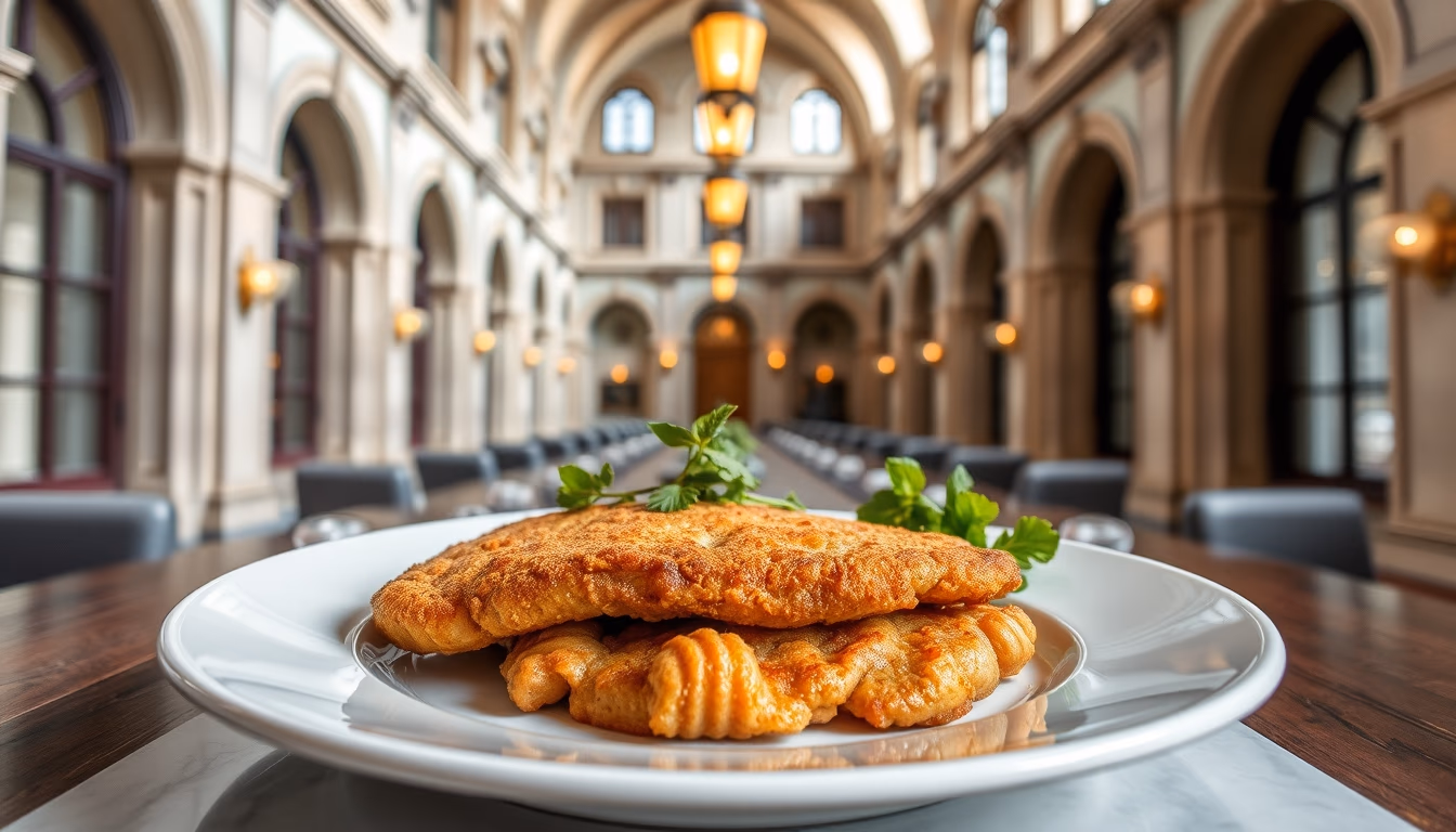 wiener schnitzel plate in editorial style
