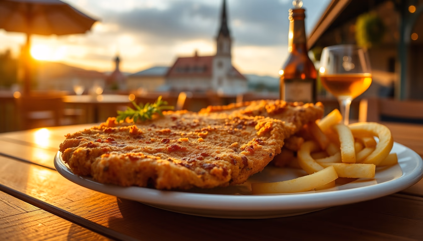 wiener schnitzel plate in editorial style