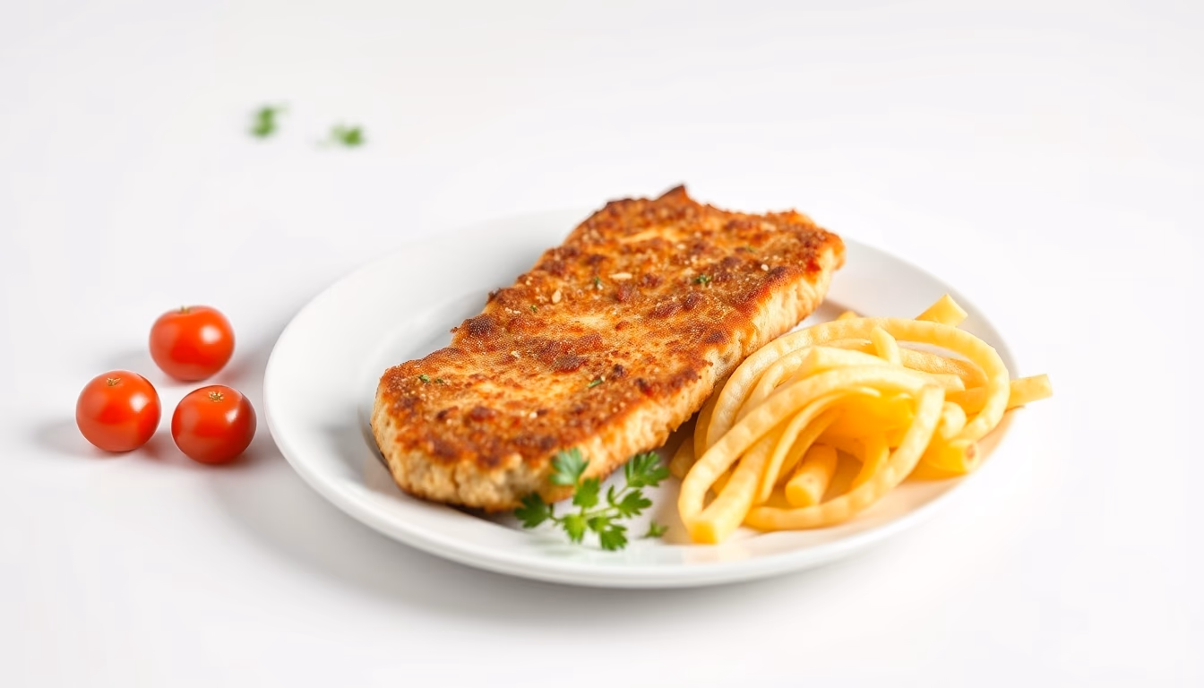 wiener schnitzel plate in editorial style