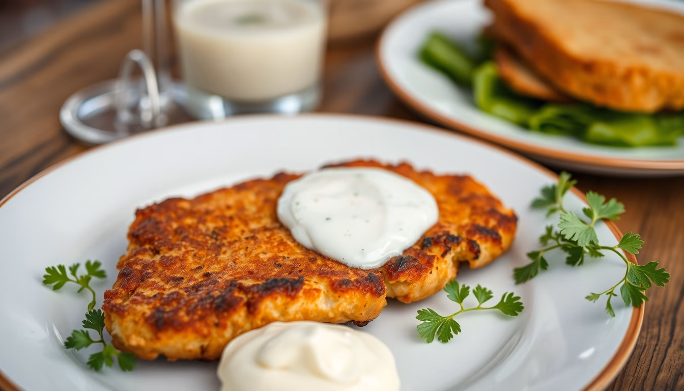 wiener schnitzel plate in editorial style