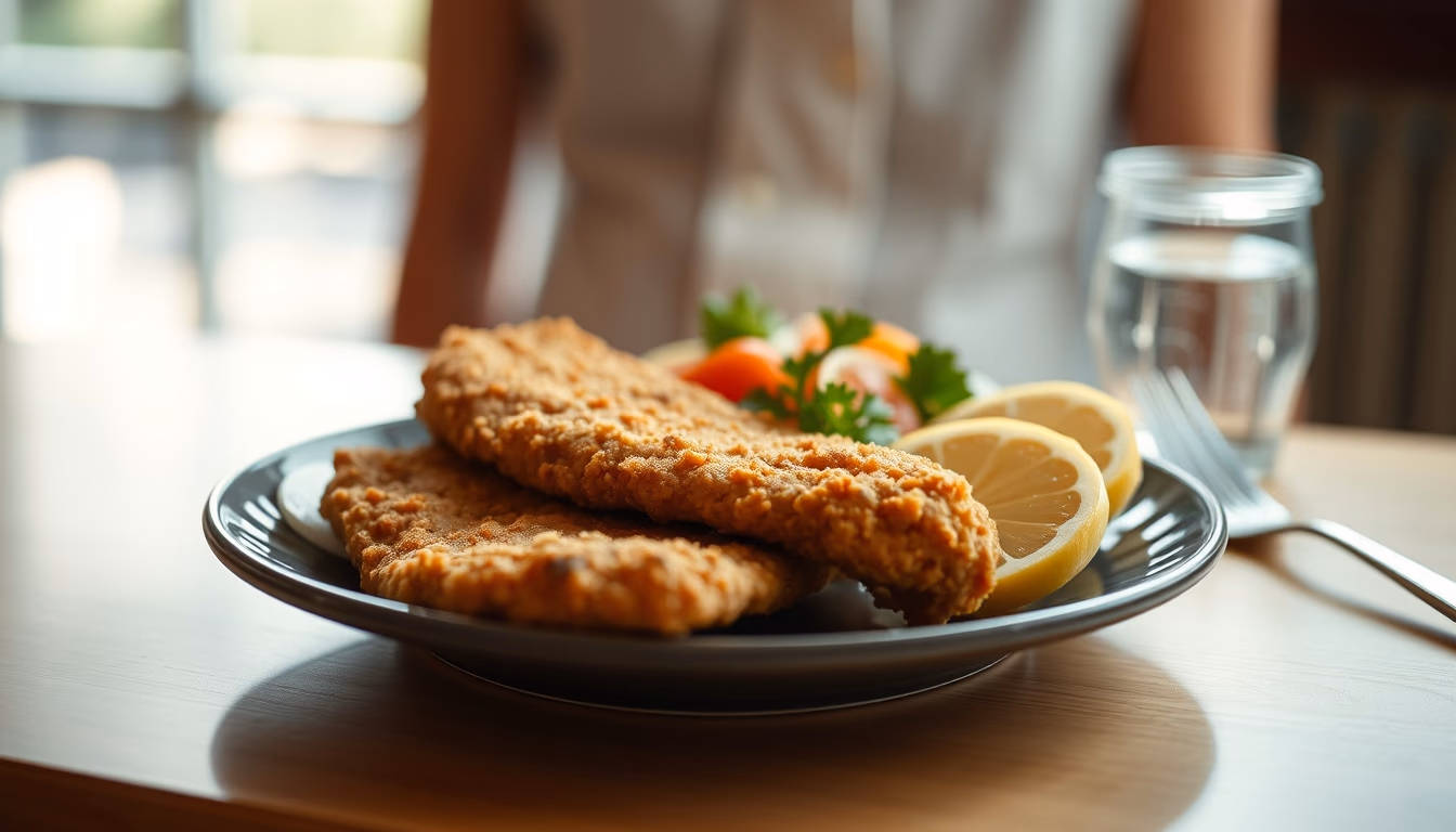 wiener schnitzel plate in editorial style