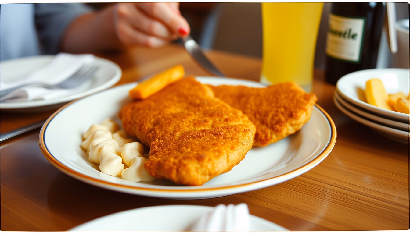 wiener schnitzel plate in editorial style