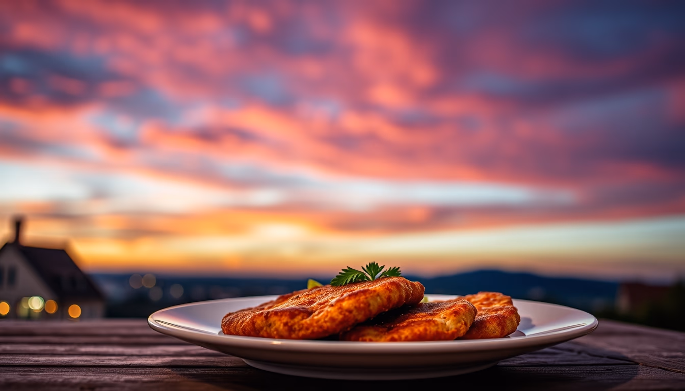 wiener schnitzel plate in editorial style