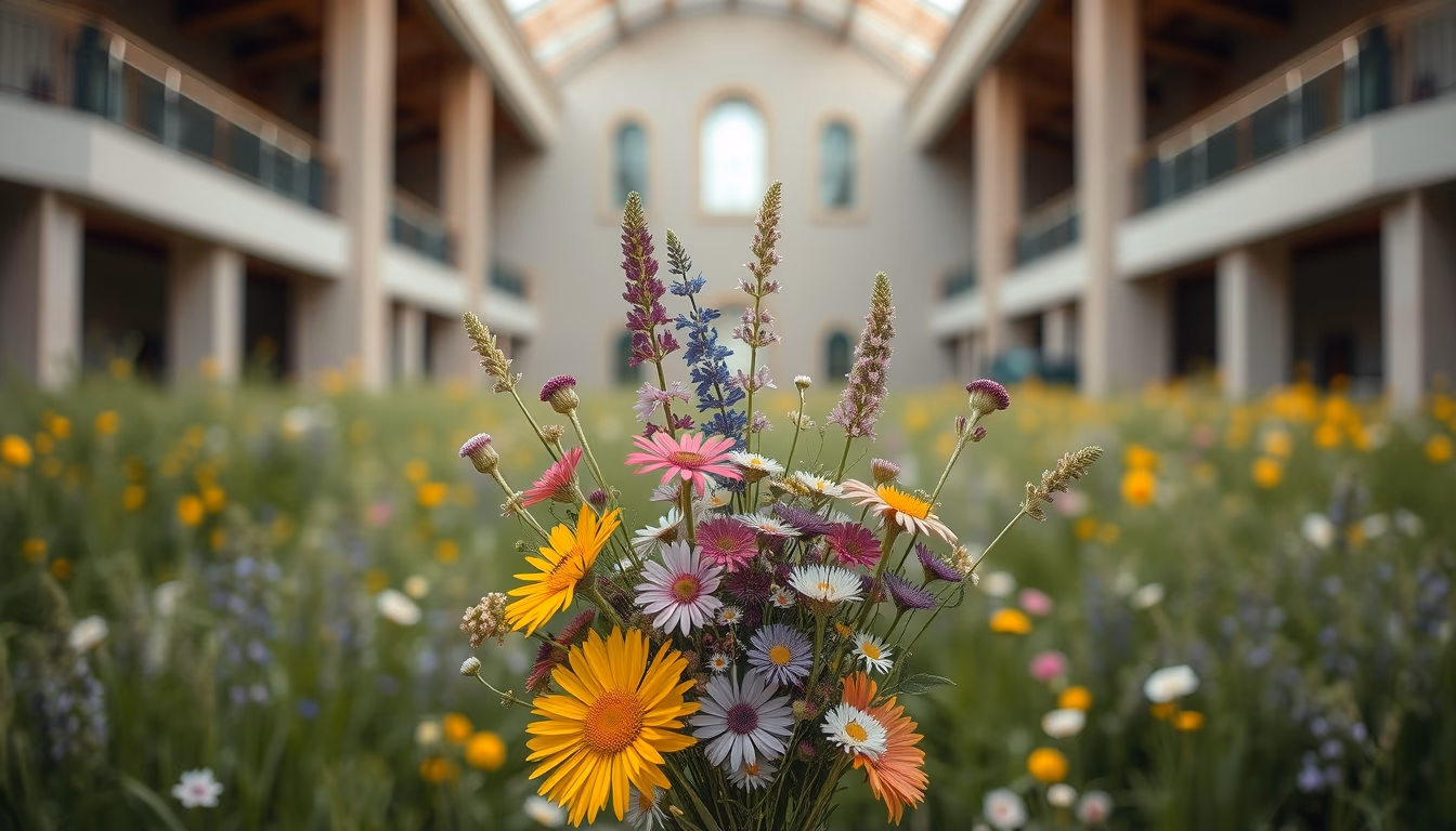 wildflower meadow bouquet in editorial style