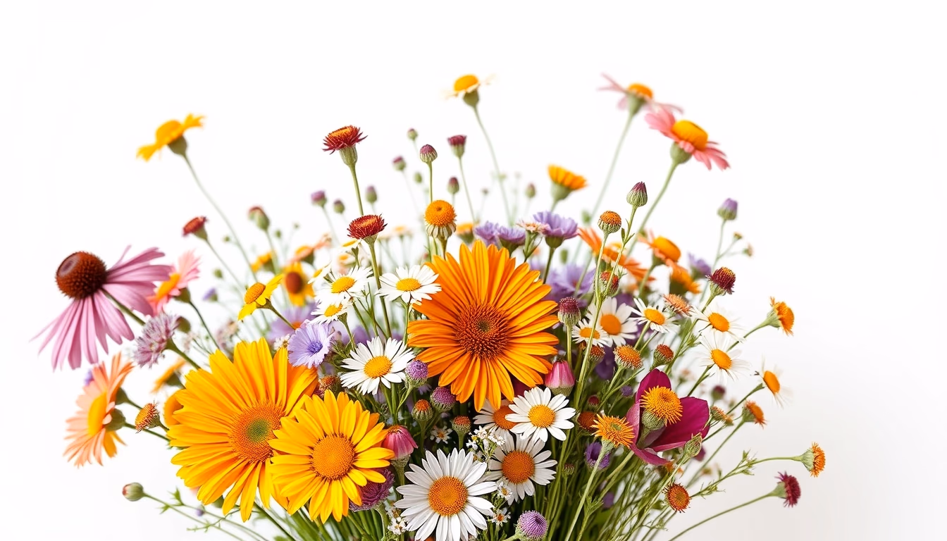wildflower meadow bouquet in editorial style