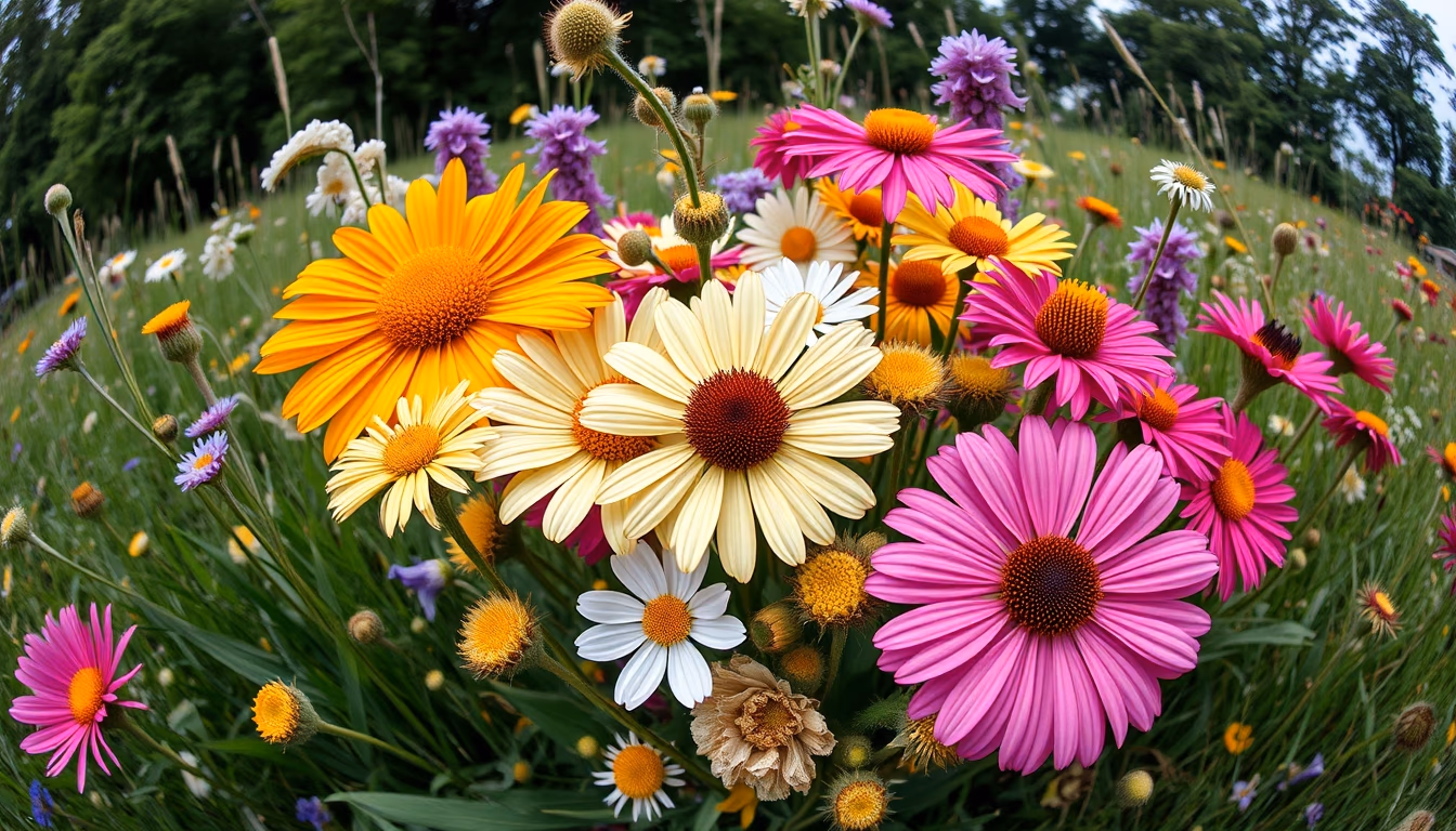 wildflower meadow bouquet in editorial style