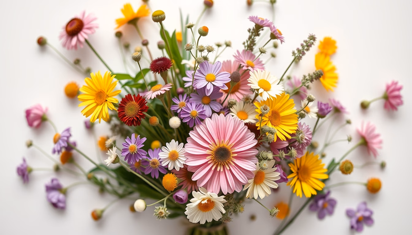 wildflower meadow bouquet in editorial style