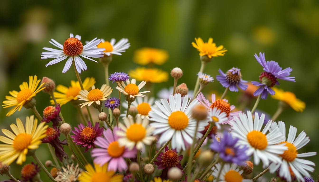 wildflower meadow bouquet in editorial style