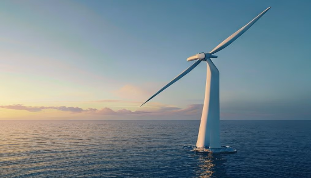 Wind turbine farm offshore em estilo editorial