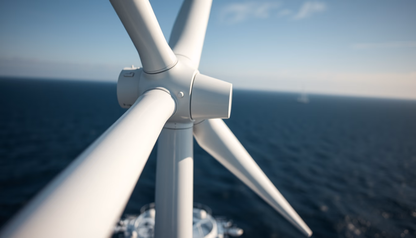 wind turbine offshore in editorial style