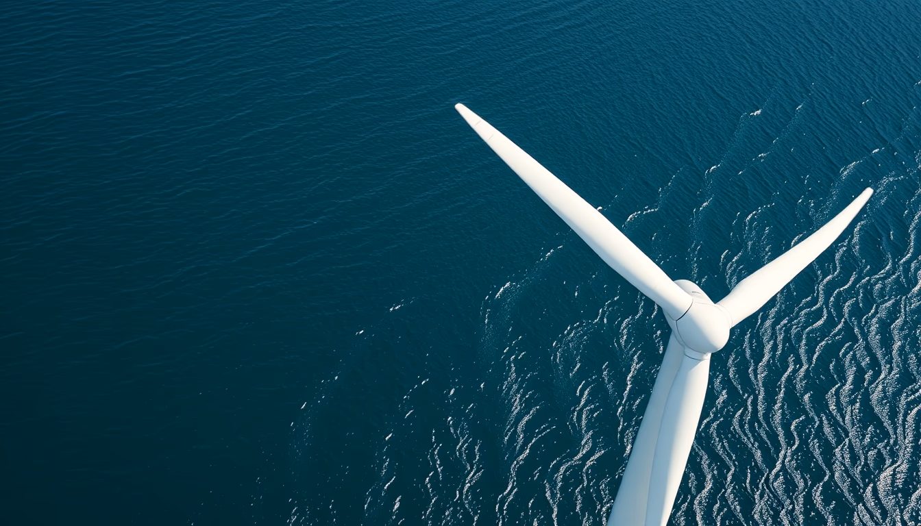 wind turbine offshore in editorial style