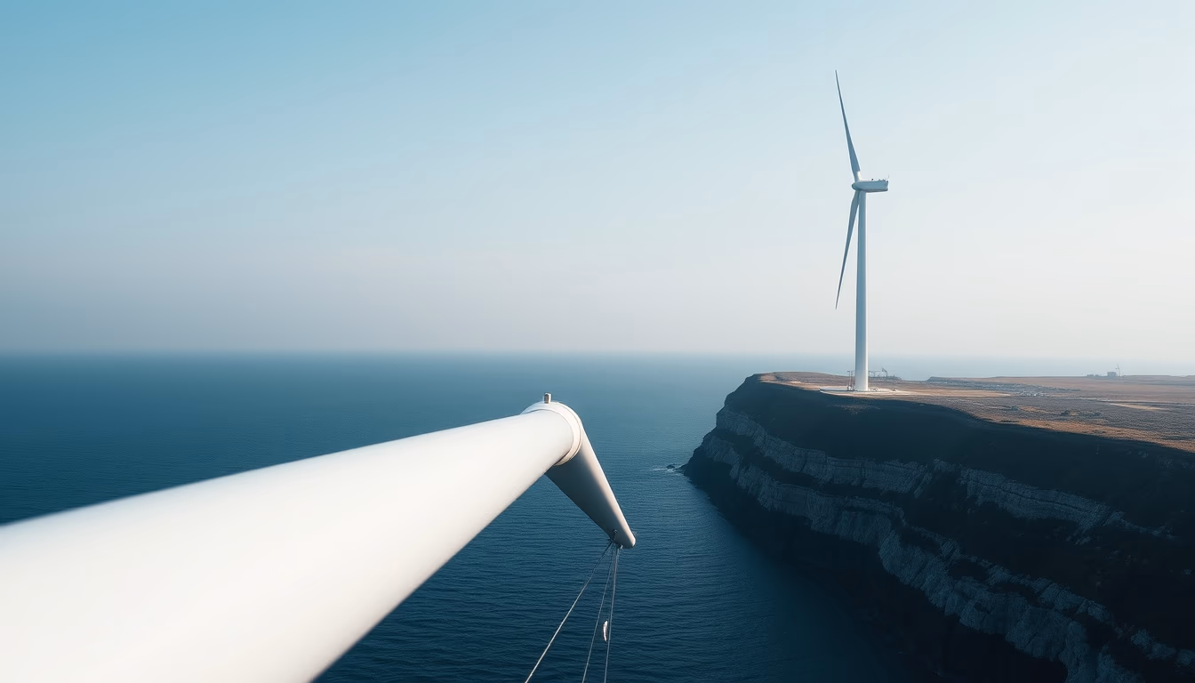 wind turbine offshore in editorial style