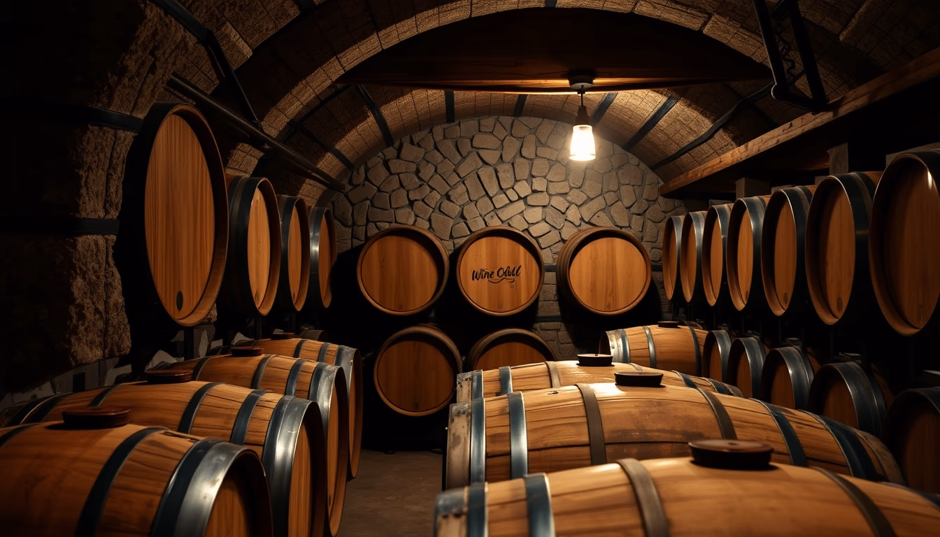Adega de vinho barrel oak em estilo editorial