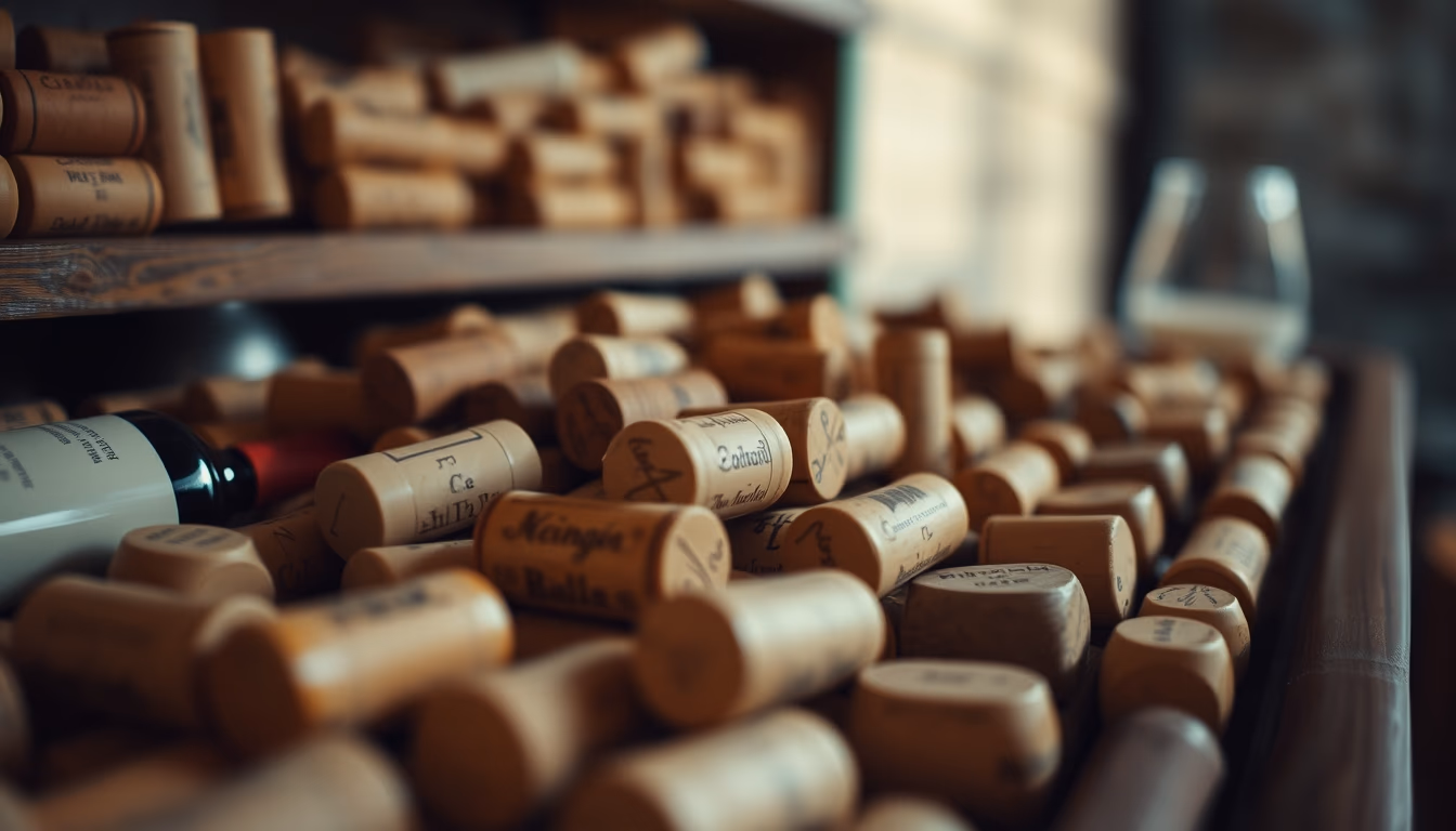 wine cork collection in editorial style