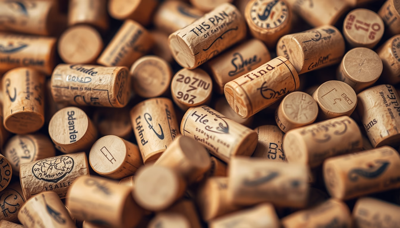 wine cork collection in editorial style