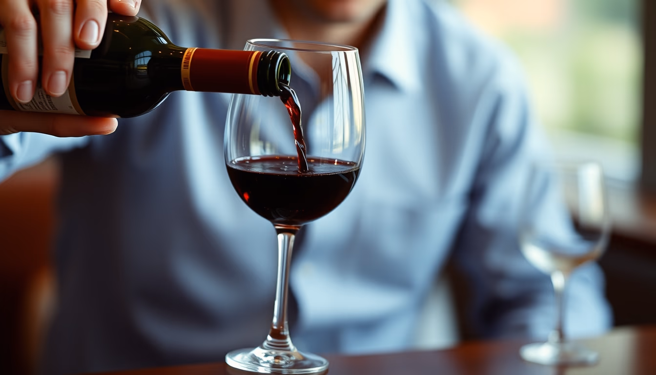 wine glass cabernet pour in editorial style