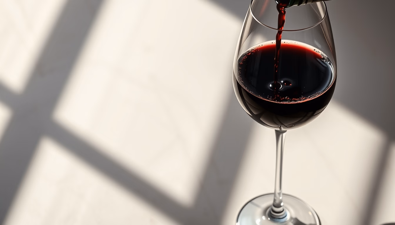 wine glass cabernet pour in editorial style