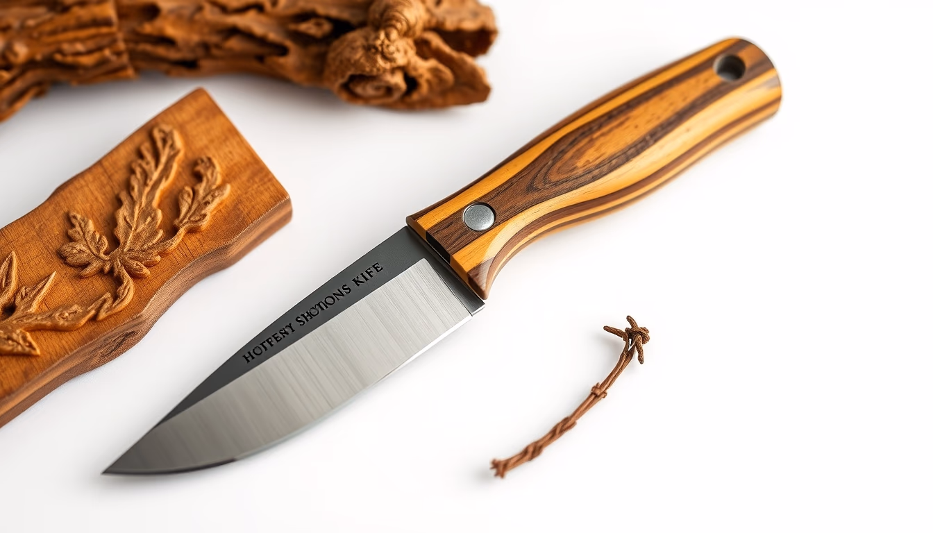 wood carving knife in editorial style