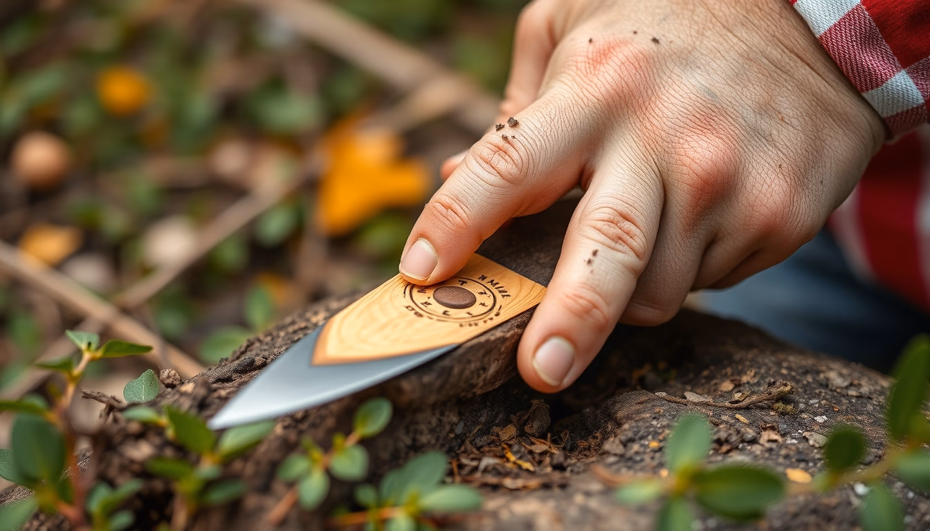 wood carving knife in editorial style