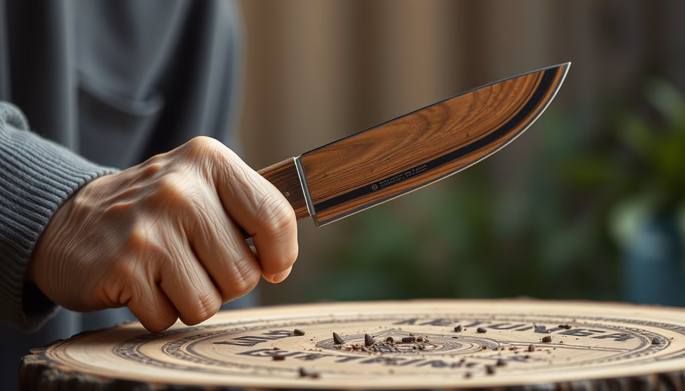 wood carving knife in editorial style