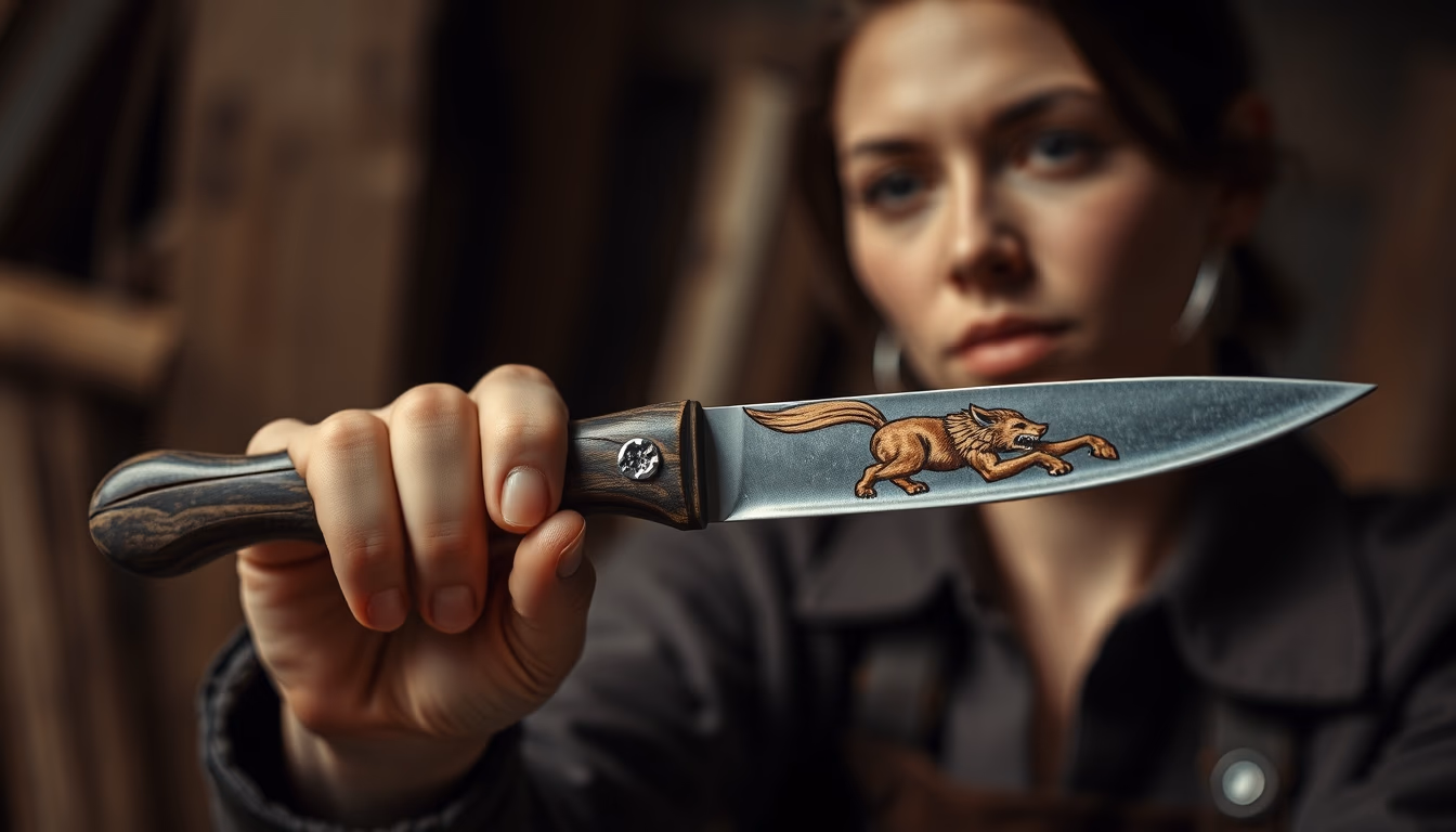 wood carving knife in editorial style