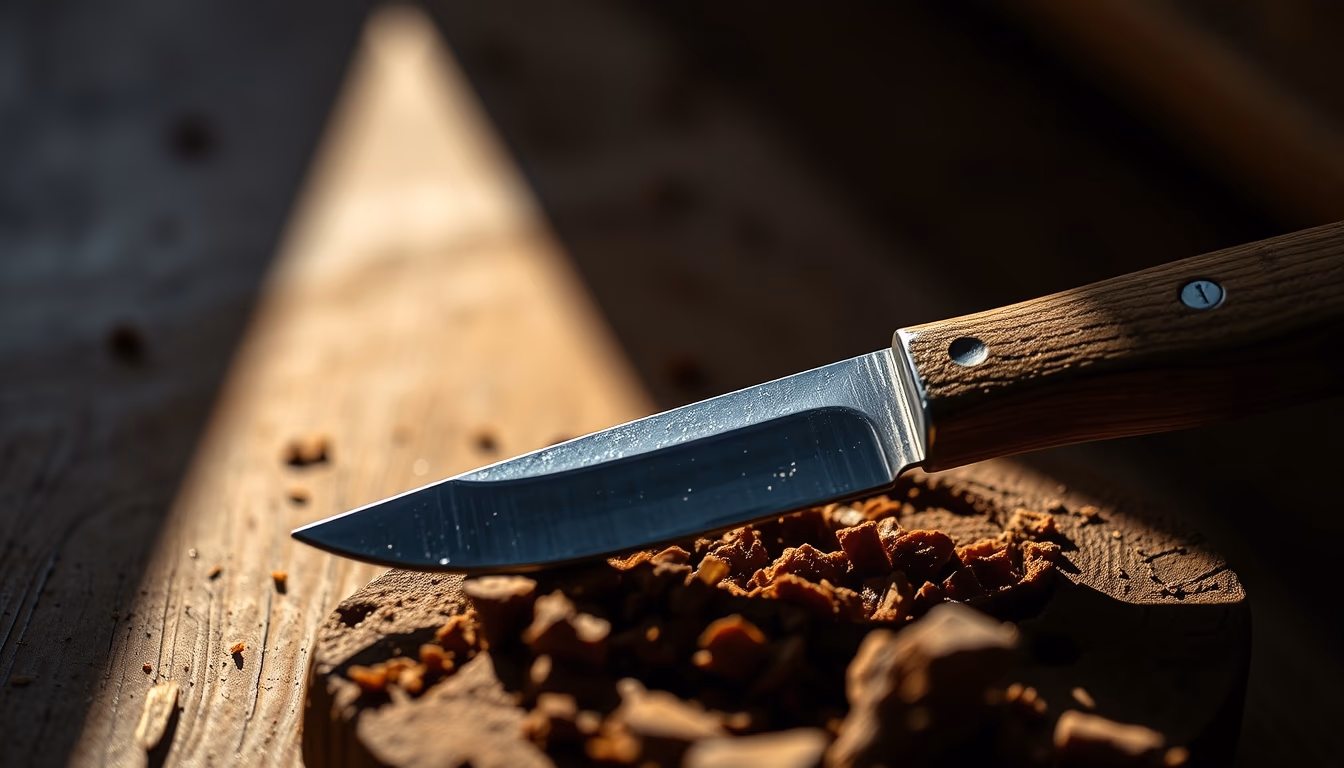 wood carving knife in editorial style