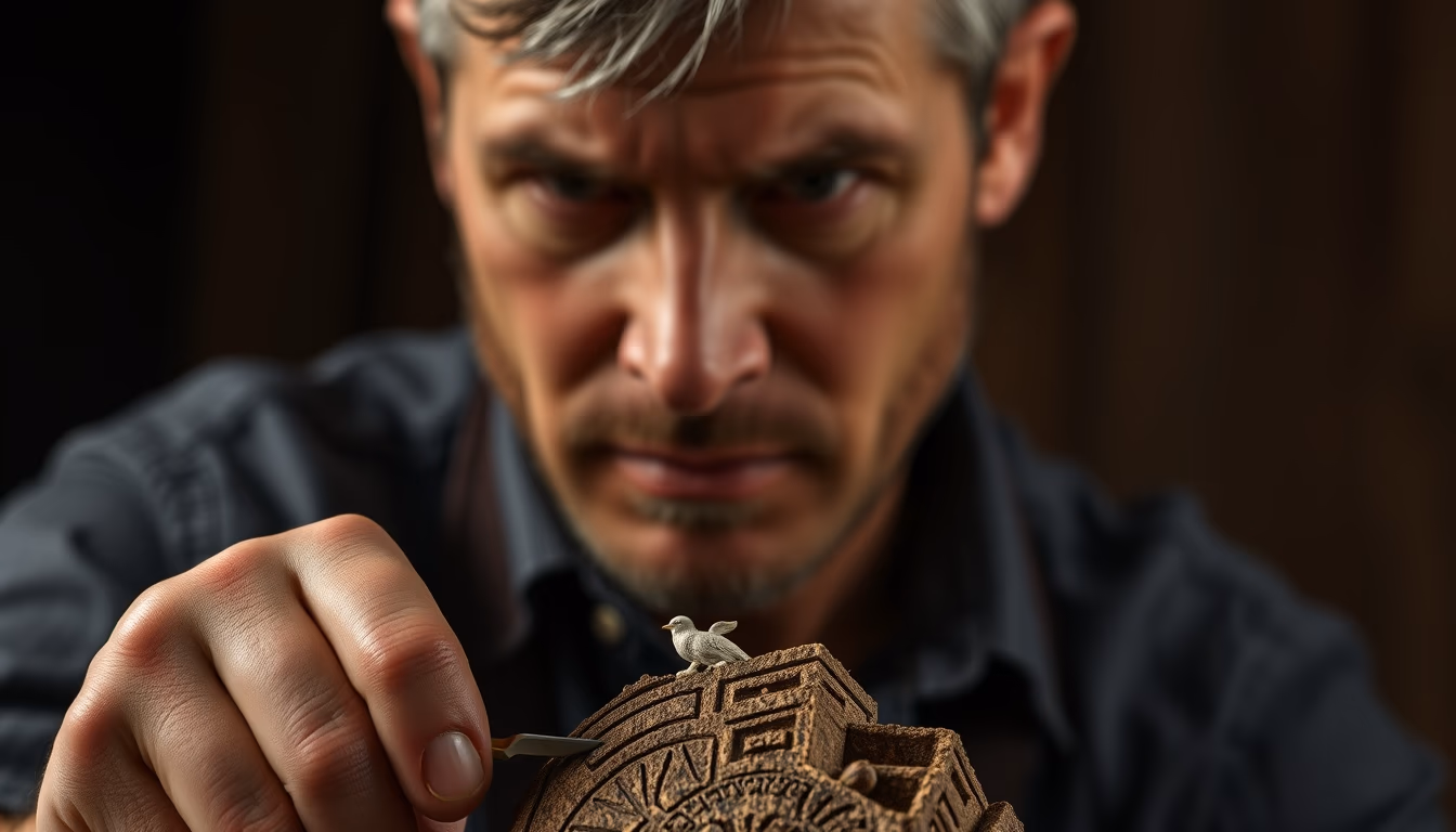 wood carving knife in editorial style