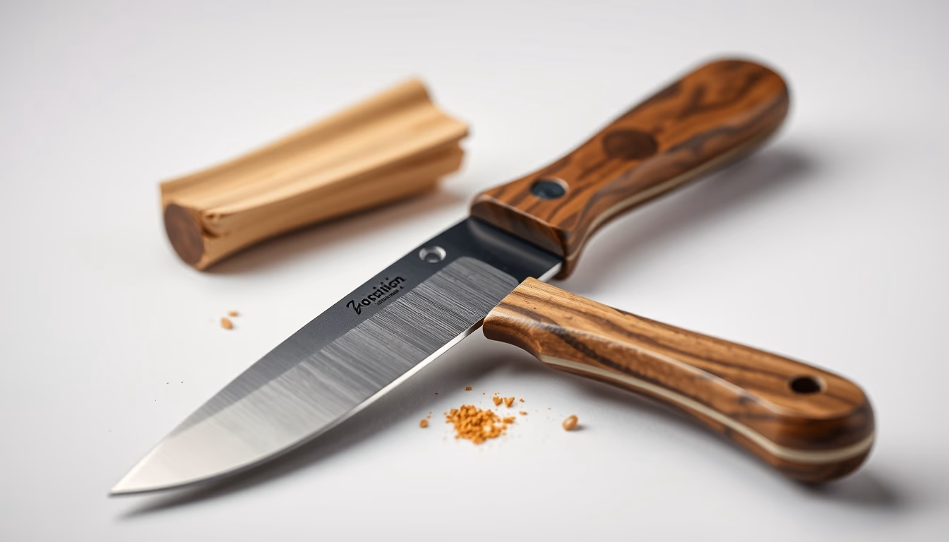 wood carving knife in editorial style