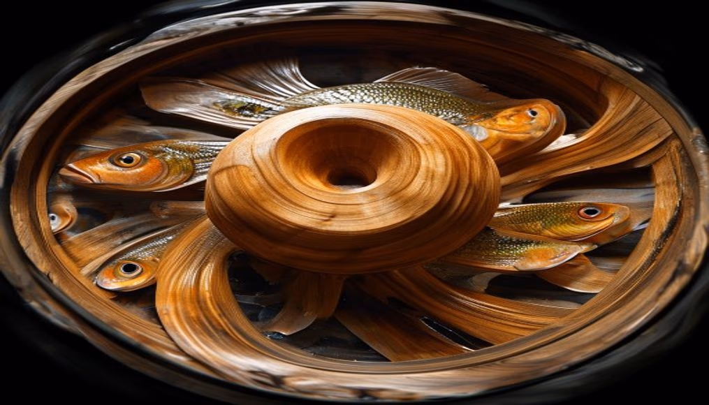 wood lathe spinning in editorial style