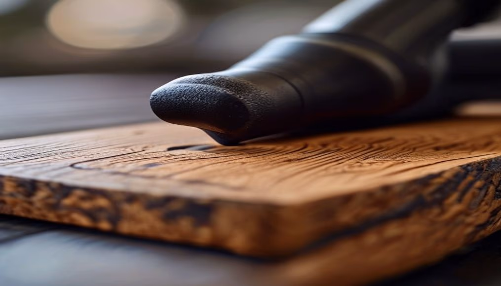 wood router cutting in editorial style