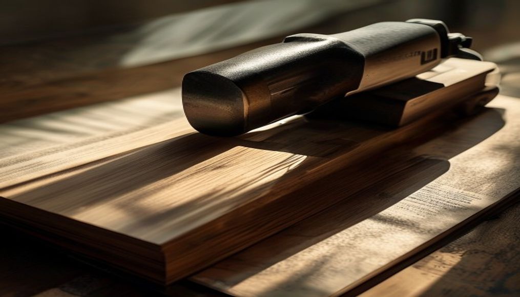 wood router cutting in editorial style