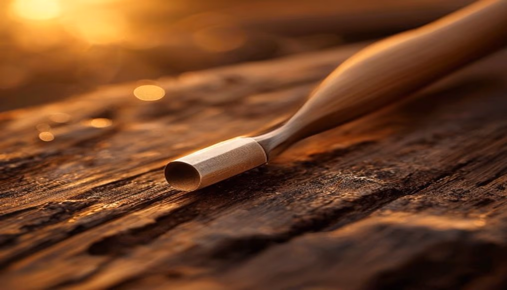 Woodturning chisel detail em estilo editorial