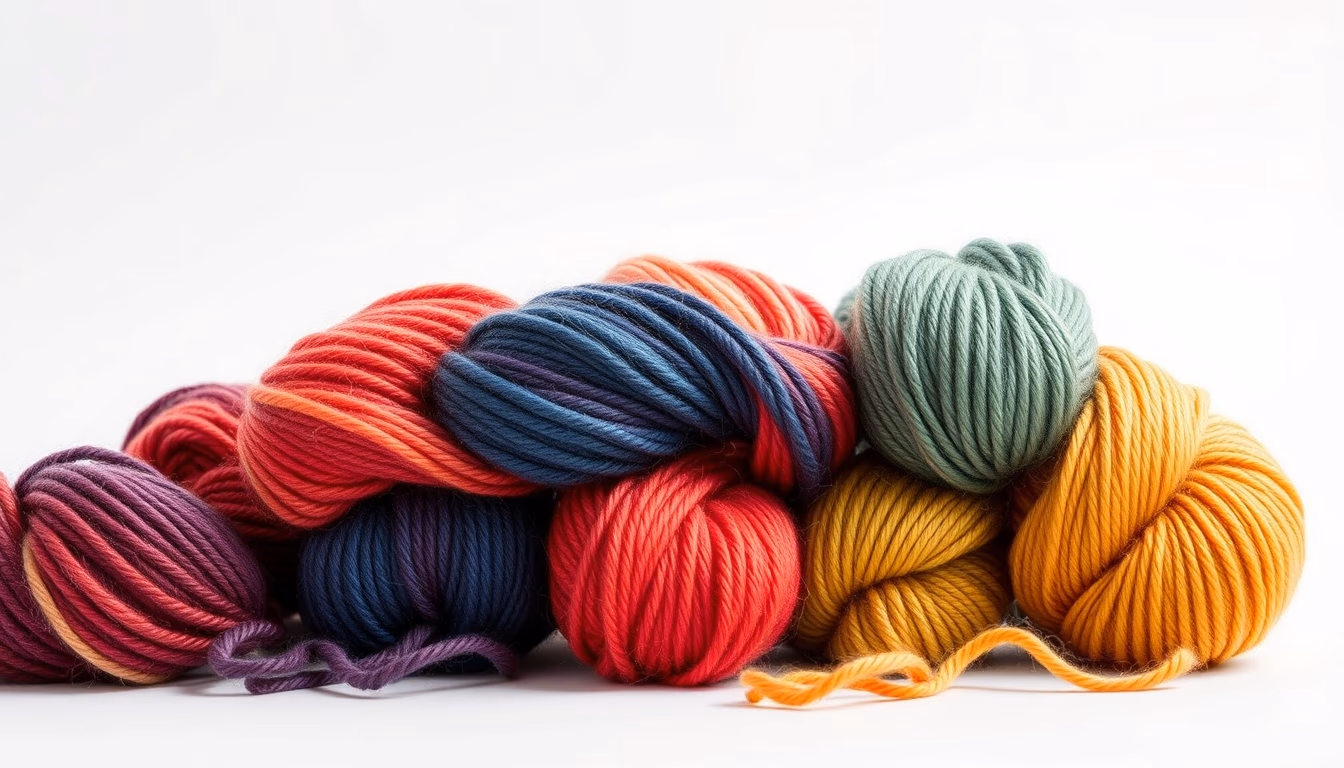 wool yarn skeins rainbow in editorial style