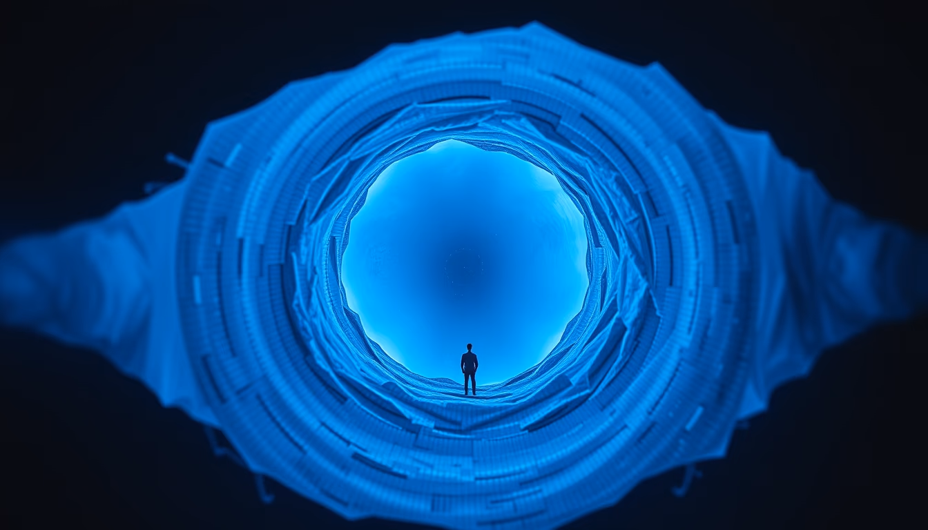 wormhole portal blue in editorial style