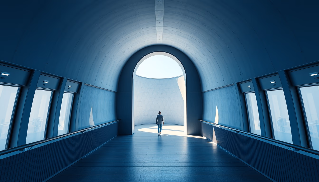 wormhole portal blue in editorial style