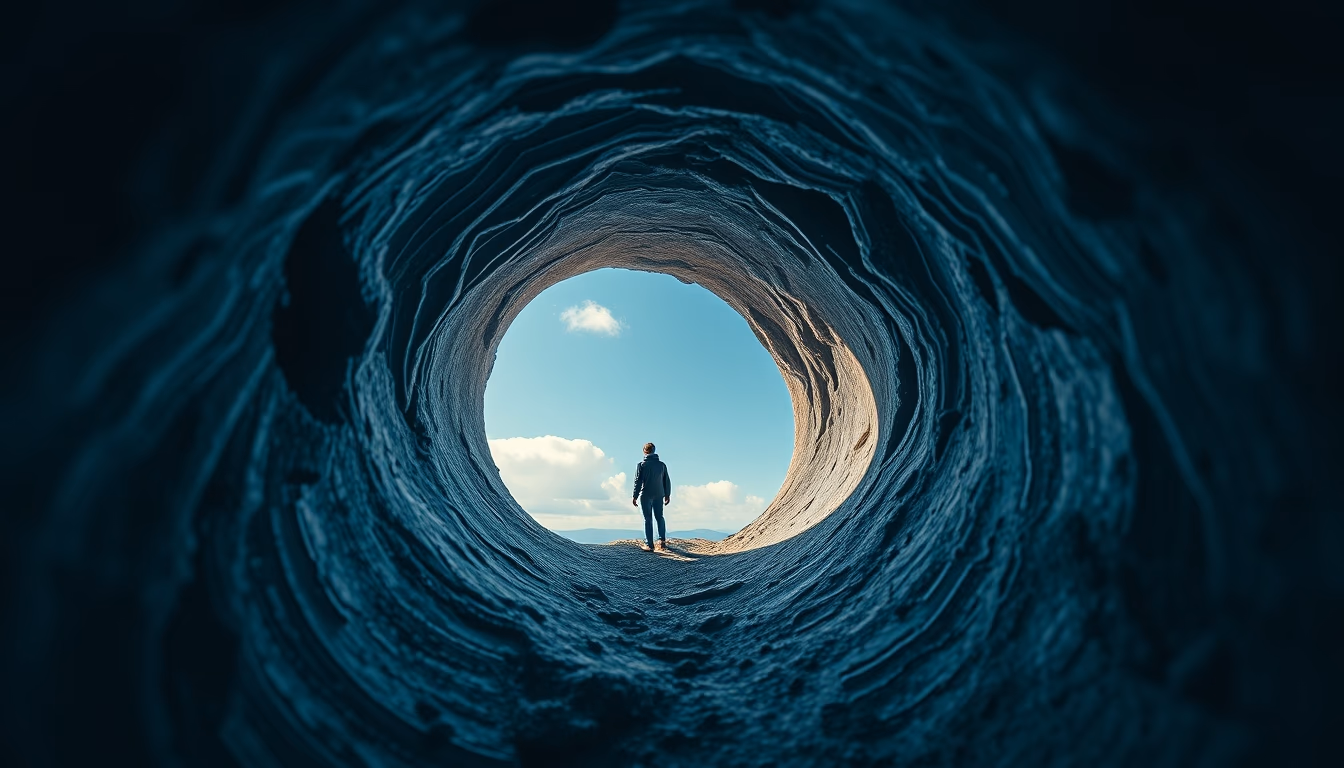 wormhole portal blue in editorial style