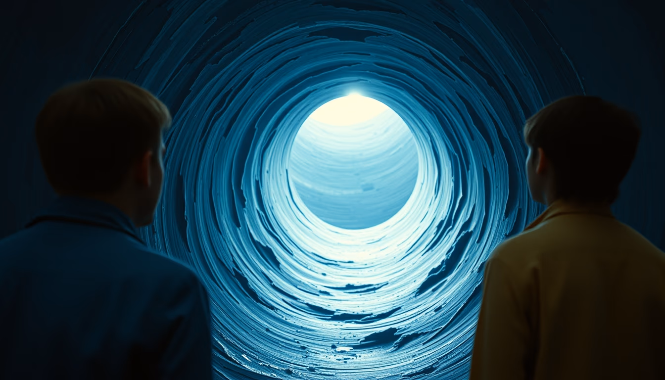 wormhole portal blue in editorial style