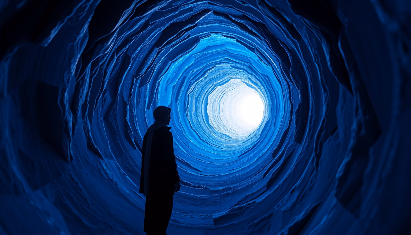 wormhole portal blue in editorial style
