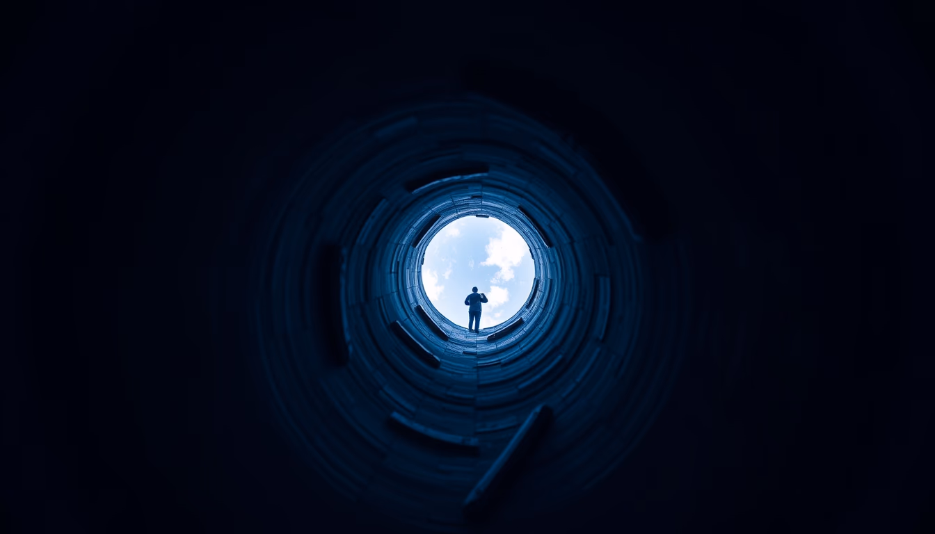 wormhole portal blue in editorial style