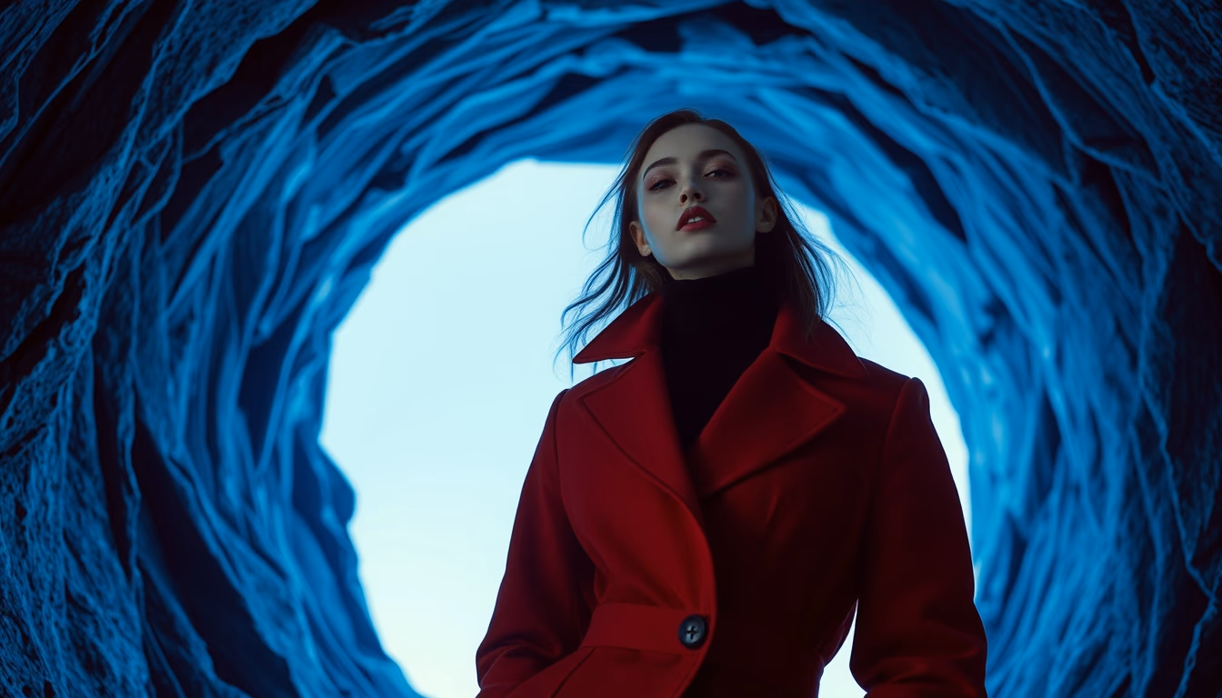 wormhole portal blue in editorial style