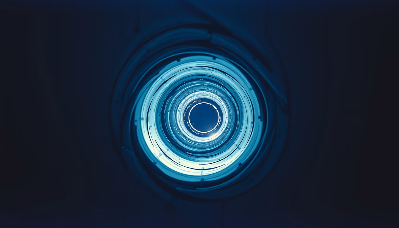 wormhole portal blue in editorial style