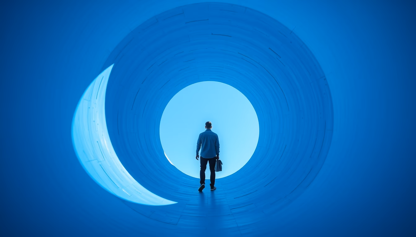 wormhole portal blue in editorial style